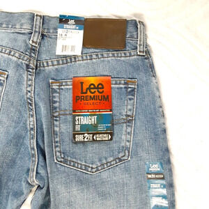 NEW LEE Boys 16 straight leg jeans adjustable band with buttons boys 16 R New